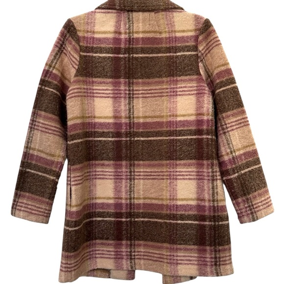 RACHEL ZOE Pink and Tan Plaid Open Front Coat with Pockets Size XS - Picture 10 of 11